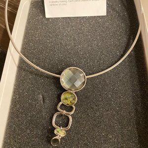 🎉HP🎉 EUC Lia Sophia Necklace Earrings Abalone Moonlight silver iridescence